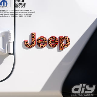 Jeep Emblem Overlay Decals - Leopard Print