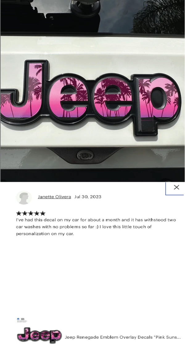 Jeep Emblem Overlay Decals - Pink Sunset