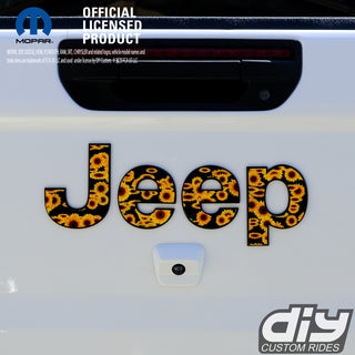 Jeep Emblem Overlay Decals - Sunflowers on Black
