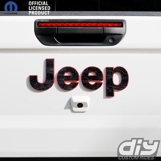 Jeep Premium Vinyl Emblem Overlay Decals -Topographic Black with Gray