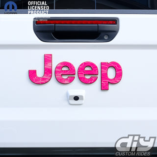 Jeep Emblem Overlay Decals -Topographic Pink with Gray