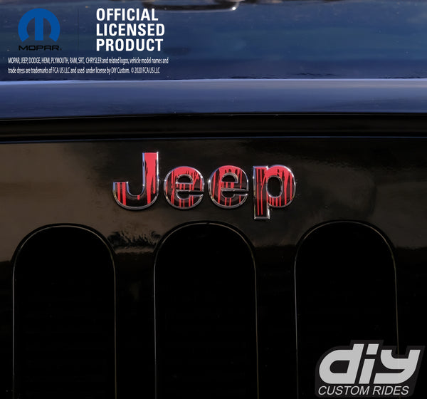 Jeep Emblem Overlay Decals - Dripping Red