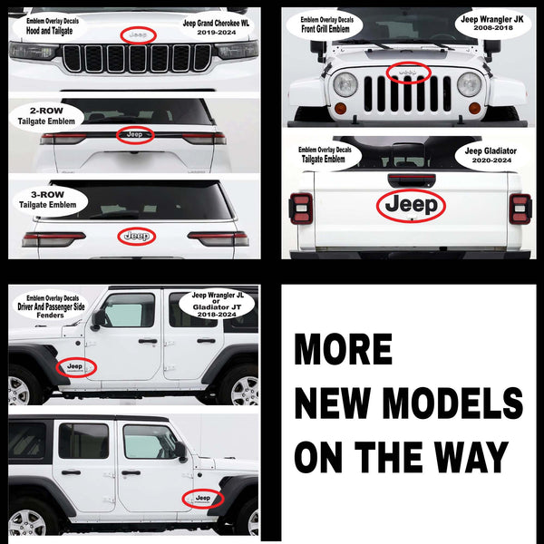 Jeep Emblem Overlay Decals -Topographic Black with Gray
