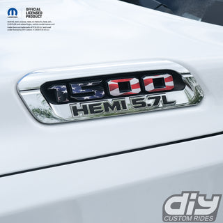 RAM 1500 Hood Emblem Overlay Decals L&R American Flag Fits 2019-2024 RAM Trucks