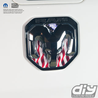 RAM Tailgate RAM Head Emblem Overlay Decals AMERICAN FLAG Fits 2009-2024 Trucks
