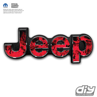 Jeep Emblem Overlay Decals - Red Flames