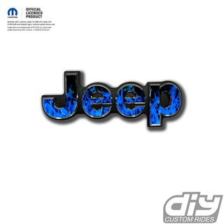 Jeep Emblem Overlay Decals - Blue Flames