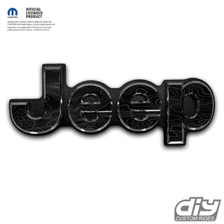 Jeep Premium Vinyl Emblem Overlay Decals -Topographic Black with Gray