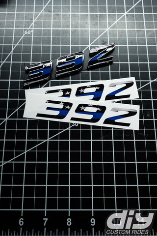 392 Fender Emblem Overlay Decals L&R THIN BLUE LINE FLAG Fits Dodge Challenger Charger 300