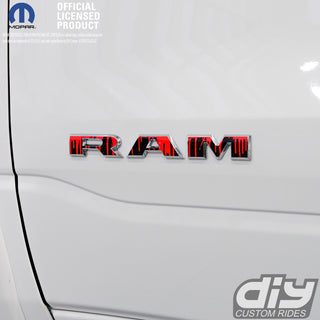 RAM Door x2 Emblem Overlay Decals DRIPPING RED Fits 2019-2024 RAM Trucks
