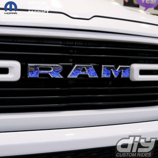 RAM Grill Emblem Overlay Decals BLUE FLAMES Fits 2009-2024 1500-5500