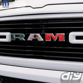 RAM Grill Emblem Overlay Decals WAVING MEXICAN FLAG Fits 2009-2024 1500-5500