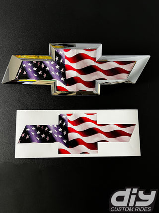 American Flag Grill Emblem Overlay Premium Vinyl Decal Fits 2014-2019 Chevrolet Silverado