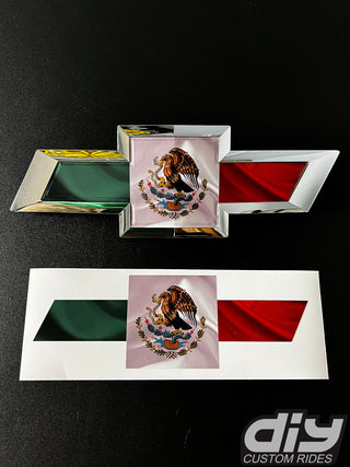 Mexican Flag Grill Emblem Overlay Premium Vinyl Decal Fits 2014-2019 Chevrolet Silverado