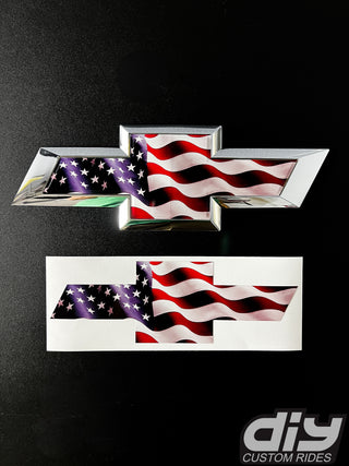American Flag Tailgate Emblem Overlay Premium Vinyl Decal Fits 2014-2019 Chevrolet Silverado