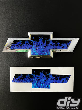 Blue Fire Flames Tailgate Emblem Overlay Premium Vinyl Decal Fits 2014-2019 Chevrolet Silverado