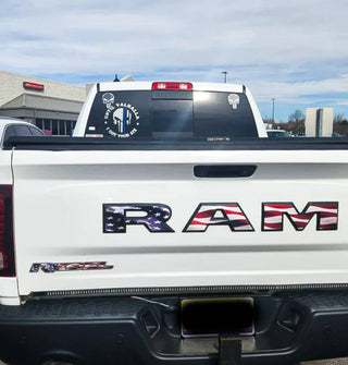 RAM Tailgate Letters Premium Vinyl Overlay Decals American Flag Fits 2009-2023 Trucks