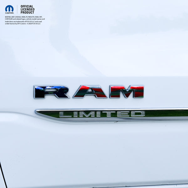 Chrome RAM Emblem Overlay Decals AMERICAN FLAG
