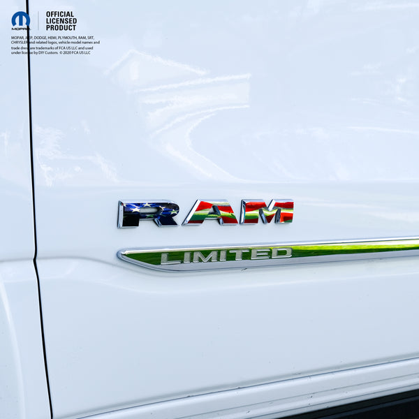 Chrome RAM Emblem Overlay Decals AMERICAN FLAG
