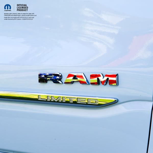 Chrome RAM Emblem Overlay Decals AMERICAN FLAG