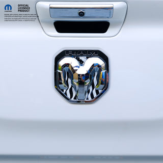 RAM Tailgate RAM Head Emblem Overlay Decals GRAYSCALE AMERICAN FLAG Fits 2009-2024 Trucks