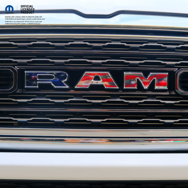 Chrome RAM Emblem Overlay Decals AMERICAN FLAG