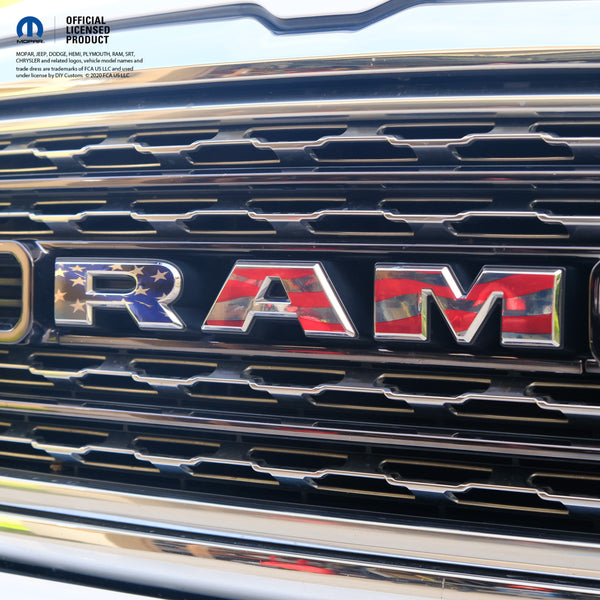 Chrome RAM Emblem Overlay Decals AMERICAN FLAG