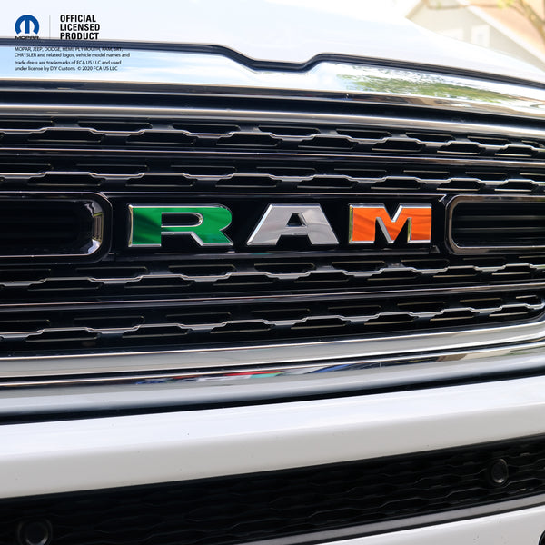 RAM Grill Emblem Overlay Decals WAVING IRELAND IRISH FLAG Fits 2009-2025 1500-5500