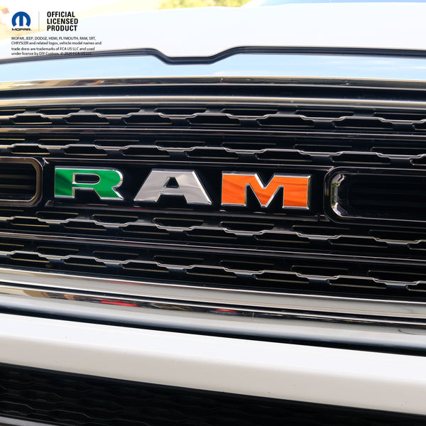 RAM Grill Emblem Overlay Decals WAVING IRELAND IRISH FLAG Fits 2009-2025 1500-5500