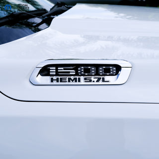 RAM 1500 Hood Emblem Overlay Decals L&R Black & White American Flag Fits 2019-2025 RAM Trucks