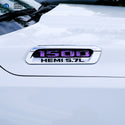 RAM 1500 Hood Emblem Overlay Decals L&R PURPLE FIRE FLAMES Fits 2019-2024 RAM Trucks