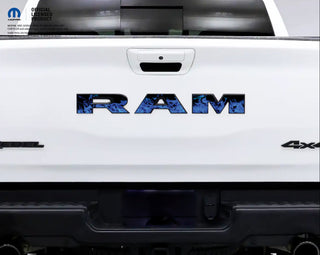 RAM Tailgate Letters Overlay Decals Blue Flames Fits 2009-2025 Trucks
