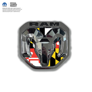 RAM Tailgate RAM Head Emblem Overlay Decals MARYLAND FLAG Fits 2009-2024 Trucks