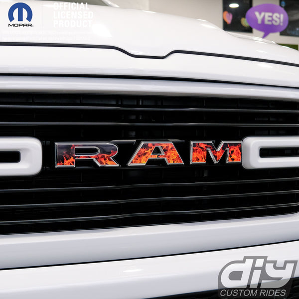 RAM Grill Emblem Overlay Decals REAL FIRE FLAMES Fits 2009-2024 1500-5500