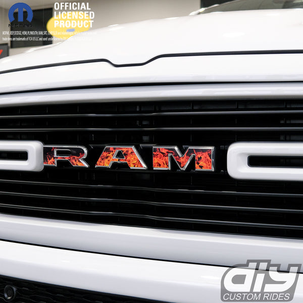 RAM Grill Emblem Overlay Decals REAL FIRE FLAMES Fits 2009-2024 1500-5500