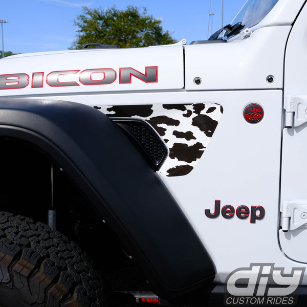 Jeep Fender Vent Vinyl "Cow" Decals Fits 2018-2024 Wrangler JL & Gladiator