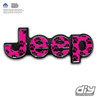 Jeep Emblem Overlay Decals - Dog Paws on Pink