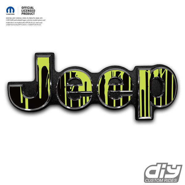 Jeep Emblem Overlay Decals - Dripping Lime Green