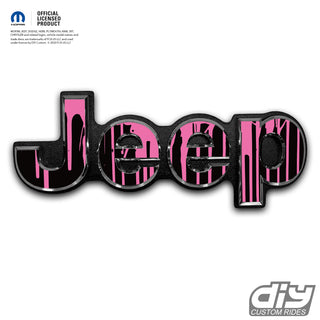 Jeep Emblem Overlay Decals - Dripping Pink