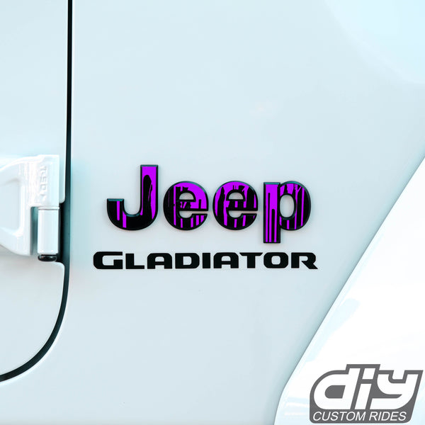 Jeep Emblem Overlay Decals - Dripping Purple