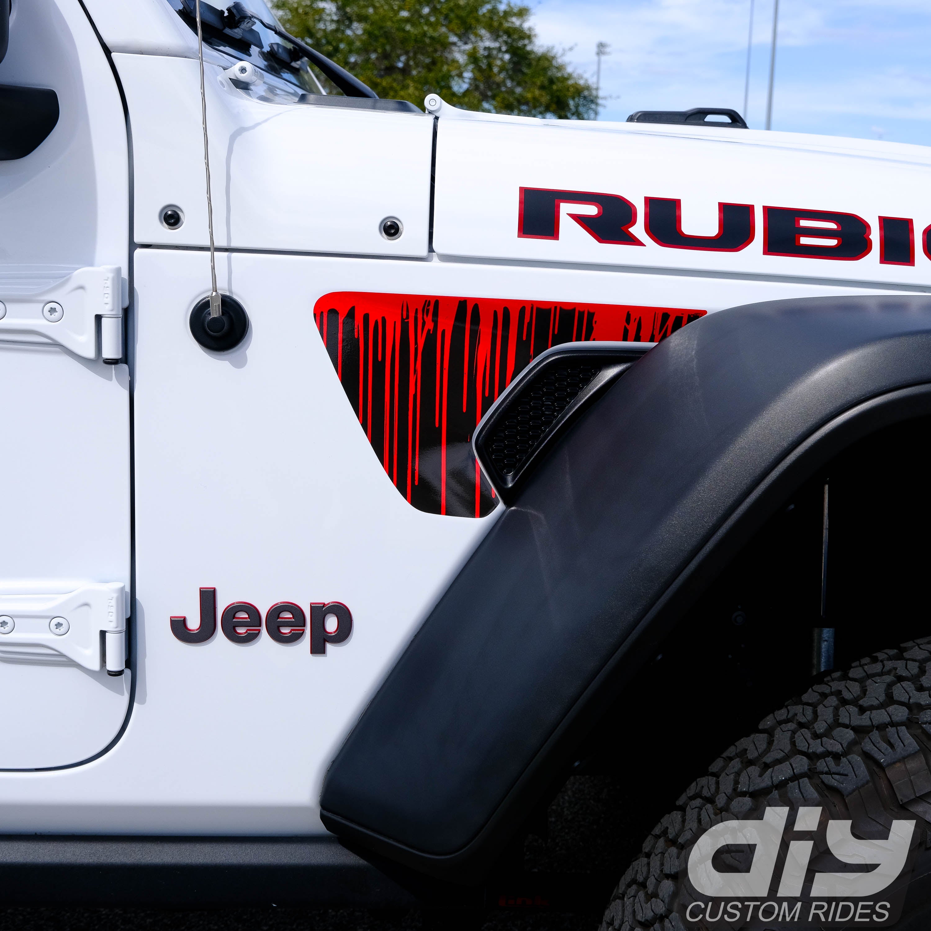 Jeep Fender Vent Vinyl "Dripping Red" Decals Fits 20182024 Wrangler J