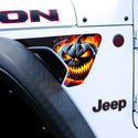 Jeep Fender Vent Vinyl "Flaming Jack-O-Lantern" Decals Fits 2018-2025 Wrangler JL & Gladiator