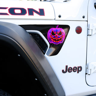 Jeep Fender Vent Vinyl "Neon Jack-O-Lantern" Decals Fits 2018-2025 Wrangler JL & Gladiator