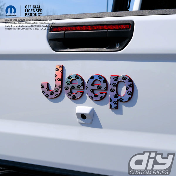 Holographic Jeep Emblem Overlay Decals - Dog Paws