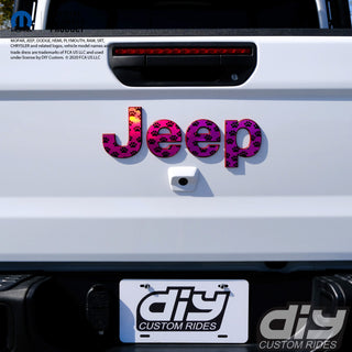 Holographic Jeep Emblem Overlay Decals - Dog Paws on Pink