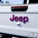 Holographic Jeep Emblem Overlay Decals - Dog Paws on Pink