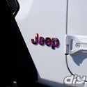 Holographic Jeep Emblem Overlay Decals - Pink Sunset