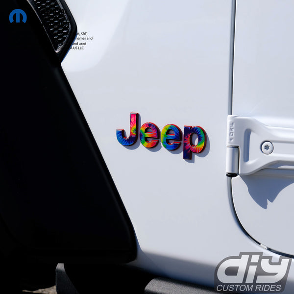 Holographic Jeep Emblem Overlay Decals - Tie Dye