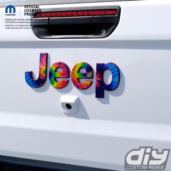 Holographic Jeep Emblem Overlay Decals - Tie Dye