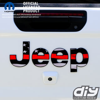 Jeep Emblem Overlay Decals - Thin Red Line American Flag